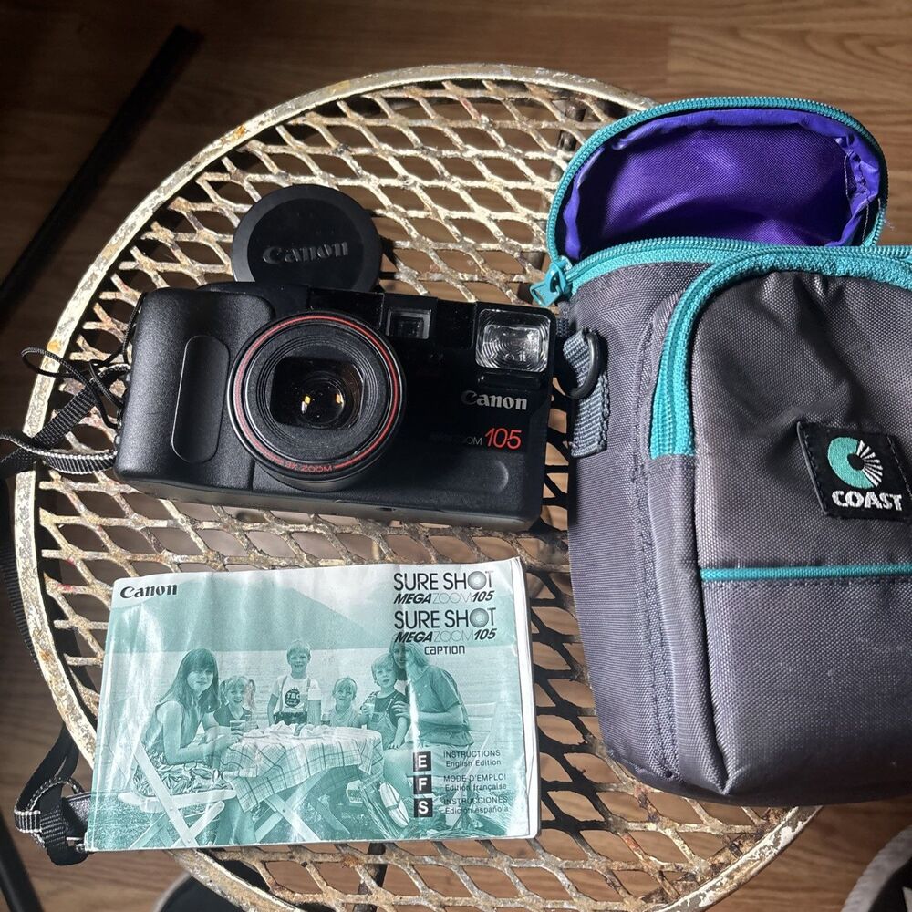 Canon Sure Shot Mega Zoom 105 35mm Film Point And Shoot Camera With Case